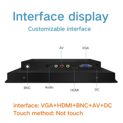 10.4 inch Industrial computer Lcd Monitor Iron Shell Not Touch Screen Industrial Display VGA HDMI BNC USB AV Buckles Mounting