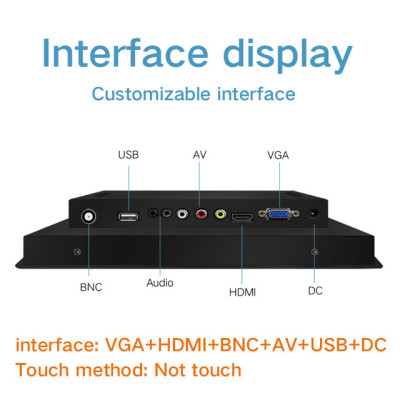 IPS Screen 12.1 Inch Industrial Lcd Monitors Not Touch Screen Portable Monitor VGA HDMI BNC TV Buckles Mounting 12&quot monitor