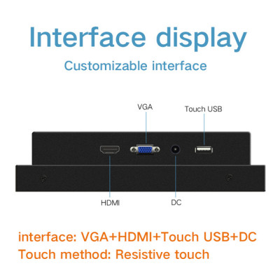 12 Inch Monitor Industrial Display VGA HDMI DVI USB Free shipping lcd Single Point Touch Screen