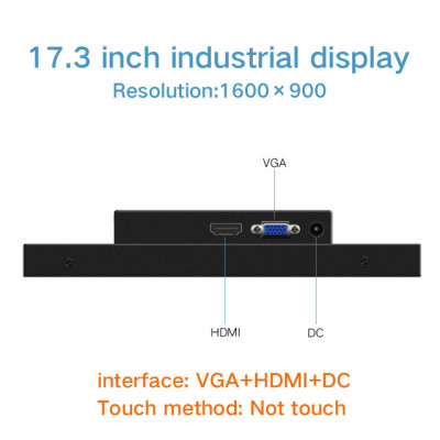14 15.6 17.3 18.5 Inch Industrial LCD display Monitor Industrial VGA Lcd Display HDMI Not Touch Screen Desktop Wall mount