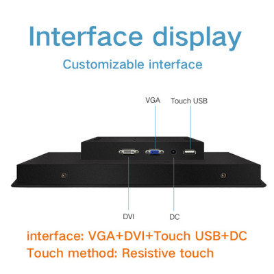14 Inch Industrial LCD Monitor for Tablet Display Desktop Screen HDMI USB Resistance Touch Screen Buckles Mounting embedded