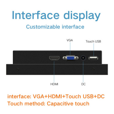 12‘’ 12.1 Inch Monitor Capacitive Touch Screen Industrial Display VGA HDMI DVI USB Embedded monitor