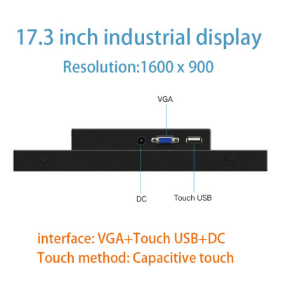 15.6 17.3 18.5 19 Inch Display LCD Screen Industrial Monitor VGA USB Capacitive Touch Screen embedded monitor
