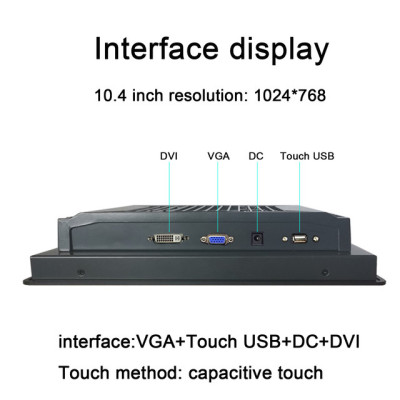 10 12 15 17 Inch Fully Enclosed Cooling Embedded Industrial Mini Panel Monitor with Capacitive Touch Screen LCD Display with DVI