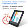 17.3&quot Monitor Industrial control Display LCD Screen 1600*900 VGA HDMI DVI USB Resistance Touch Screen Buckles Mounting
