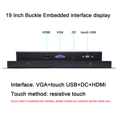 18.5 19&quot 21.5 23.6 Inch Buckle embedded Industrial Panel monitor for HDMI VGA Touch USB with Resistive Touch LCD Display