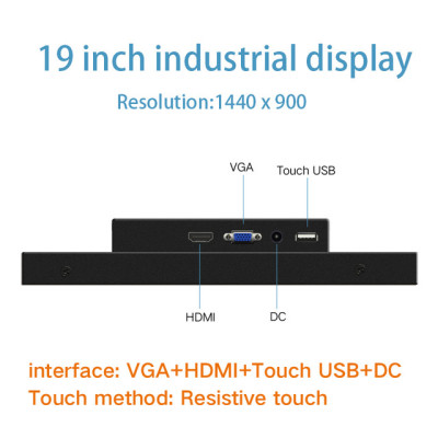 19 21.5 23.6 Inch Industrial Display LCD Screen Monitor of Tablet VGA HDMI USB Resistance Touch Screen Embedded installation