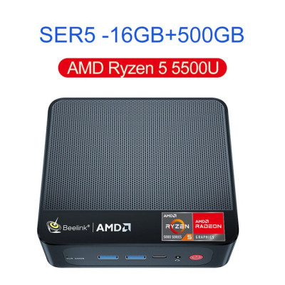 2023 Beelink Ryzen 5 SER5 5500U Mini PC Windows 11 Pro AMD DDR4 16GB RAM 500GB SSD WiFi 6 4K LAN 1000M Desktop Gaming Computer