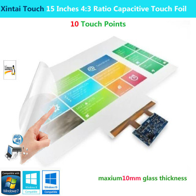 Xintai Touch 15 Inches 4:3 Ratio 10 Touch Points Interactive Capacitive Multi Touch Foil Film Plug &amp Play